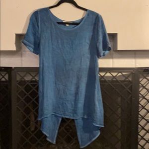 Teal open back top